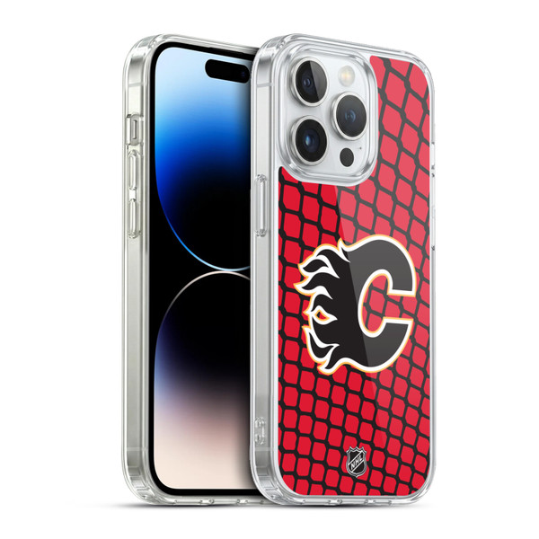 NHL Calgary Flames Net Pattern Soft Gel Case for Apple iPhone 13 Pro & MagSafe