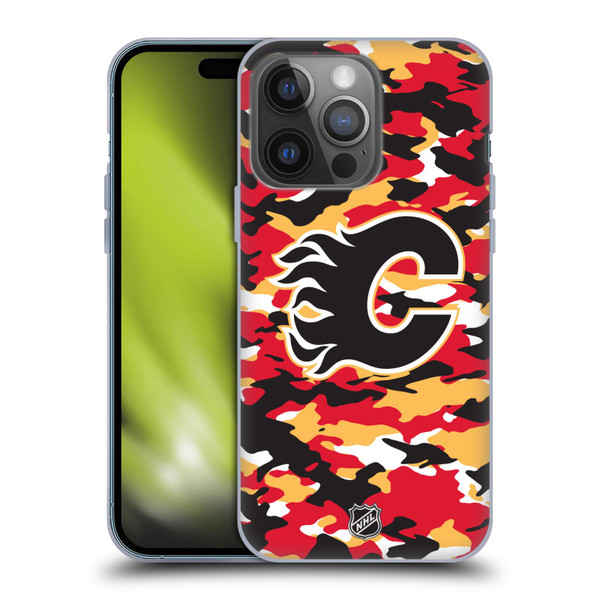 NHL Calgary Flames Camouflage Soft Gel Case for Apple iPhone 14 Pro