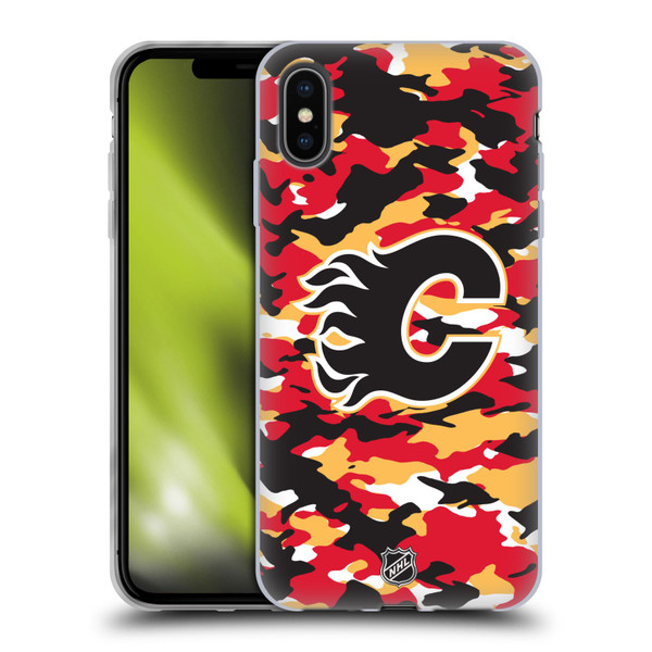 NHL Calgary Flames Camouflage Soft Gel Case for Apple iPhone XS Max