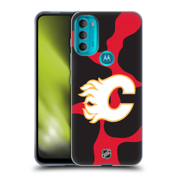 NHL Calgary Flames Cow Pattern Soft Gel Case for Motorola Moto G71 5G