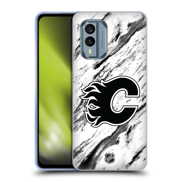 NHL Calgary Flames Marble Soft Gel Case for Nokia X30