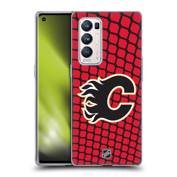 NHL Calgary Flames Net Pattern Soft Gel Case for OPPO Find X3 Neo / Reno5 Pro+ 5G