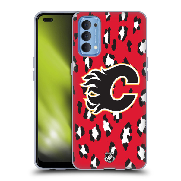 NHL Calgary Flames Leopard Patten Soft Gel Case for OPPO Reno 4 5G