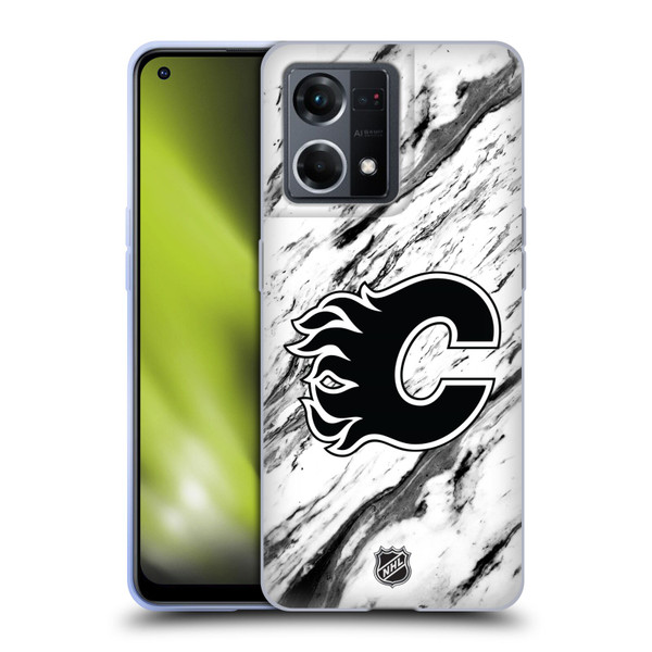 NHL Calgary Flames Marble Soft Gel Case for OPPO Reno8 4G