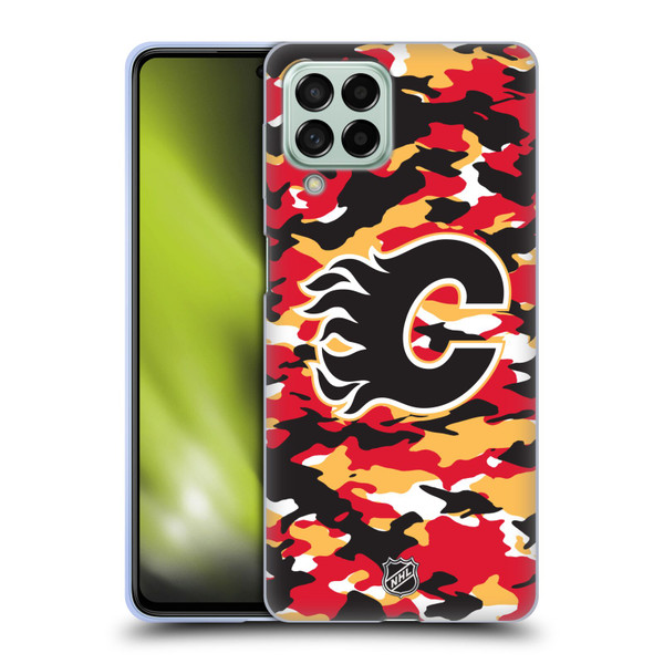 NHL Calgary Flames Camouflage Soft Gel Case for Samsung Galaxy M53 (2022)