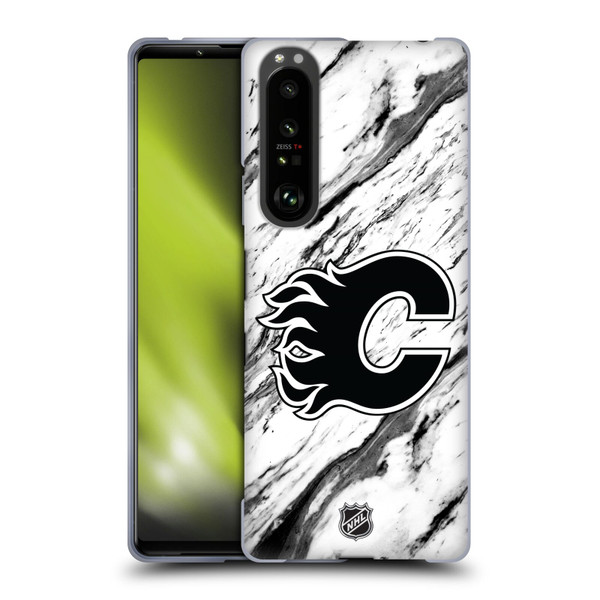 NHL Calgary Flames Marble Soft Gel Case for Sony Xperia 1 III