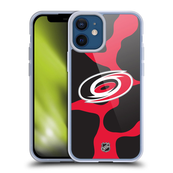 NHL Carolina Hurricanes Cow Pattern Soft Gel Case for Apple iPhone 12 Mini