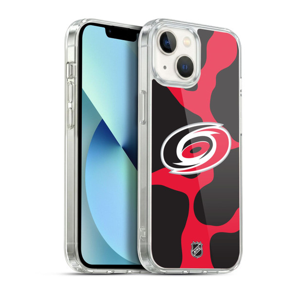 NHL Carolina Hurricanes Cow Pattern Soft Gel Case for Apple iPhone 13