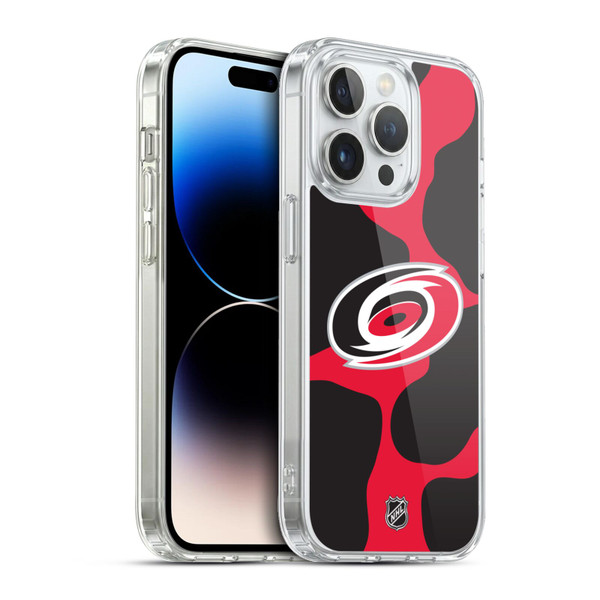 NHL Carolina Hurricanes Cow Pattern Soft Gel Case for Apple iPhone 13 Pro