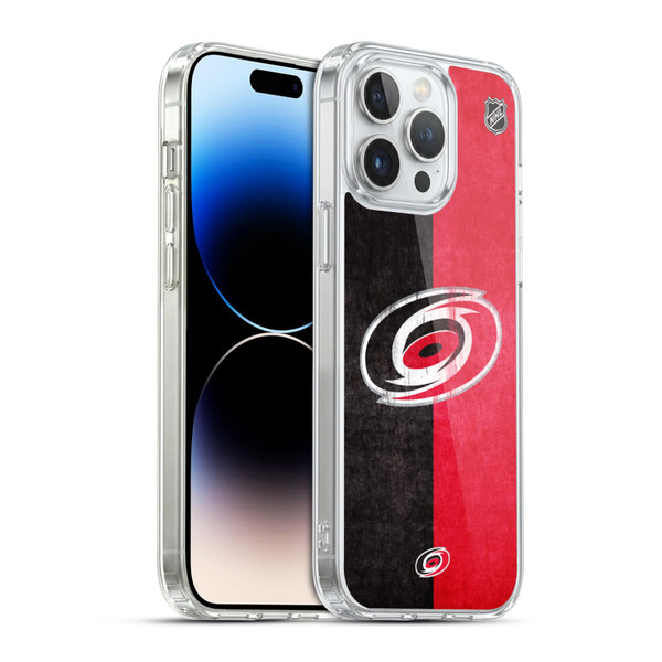 NHL Carolina Hurricanes Half Distressed Soft Gel Case for Apple iPhone 14 Pro Max
