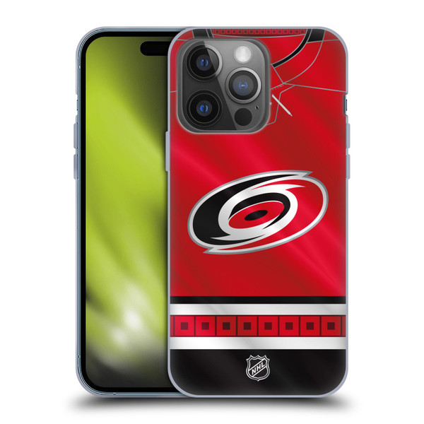 NHL Carolina Hurricanes Jersey Soft Gel Case for Apple iPhone 14 Pro