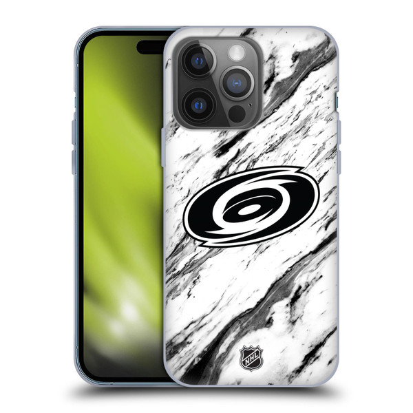 NHL Carolina Hurricanes Marble Soft Gel Case for Apple iPhone 14 Pro