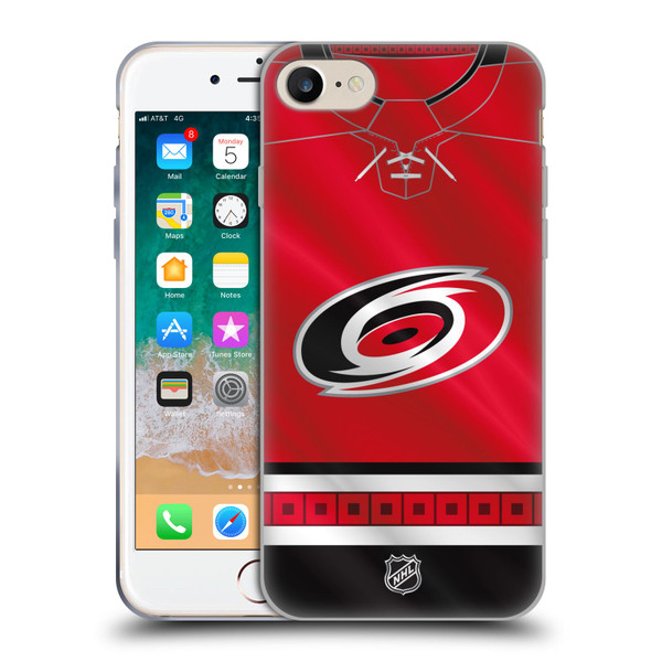 NHL Carolina Hurricanes Jersey Soft Gel Case for Apple iPhone 7 / 8 / SE 2020 & 2022