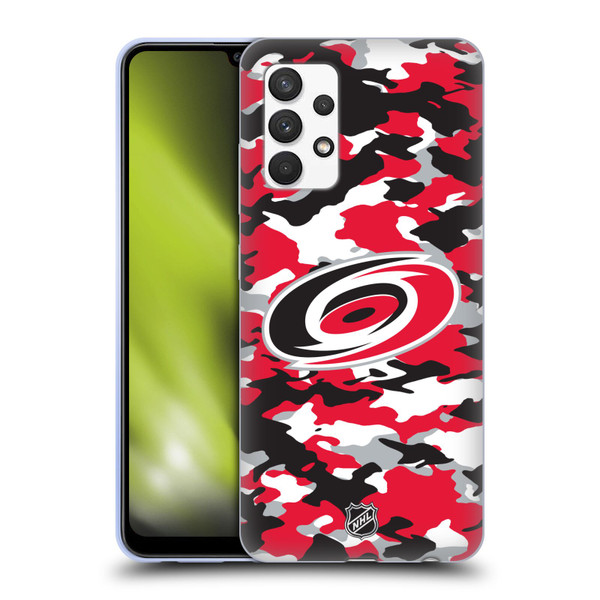 NHL Carolina Hurricanes Camouflage Soft Gel Case for Samsung Galaxy A32 (2021)