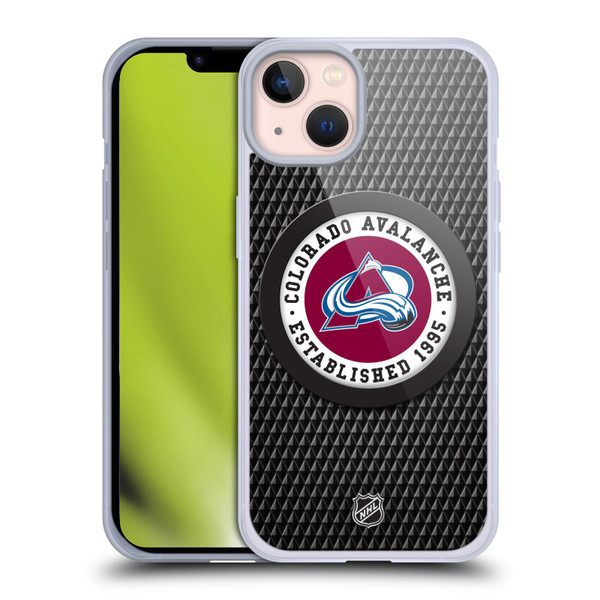 NHL Colorado Avalanche Puck Texture Soft Gel Case for Apple iPhone 13