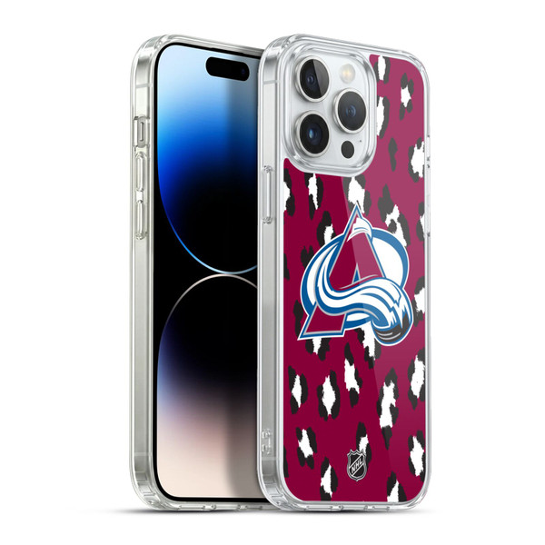 NHL Colorado Avalanche Leopard Pattern Soft Gel Case for Apple iPhone 13 Pro Max & MagSafe