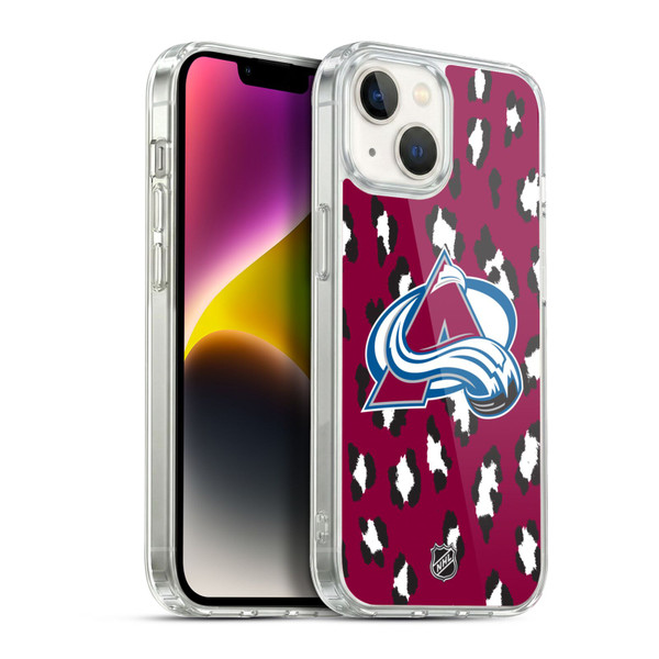 NHL Colorado Avalanche Leopard Pattern Soft Gel Case for Apple iPhone 14