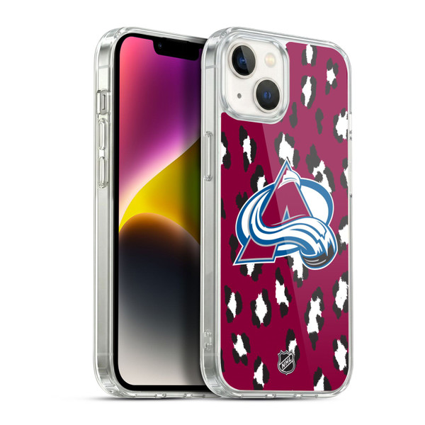 NHL Colorado Avalanche Leopard Pattern Soft Gel Case for Apple iPhone 14 Plus & MagSafe