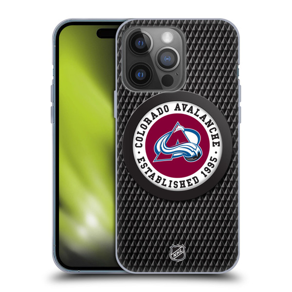 NHL Colorado Avalanche Puck Texture Soft Gel Case for Apple iPhone 14 Pro