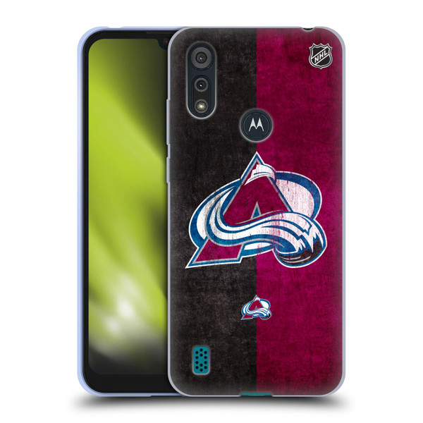 NHL Colorado Avalanche Half Distressed Soft Gel Case for Motorola Moto E6s (2020)