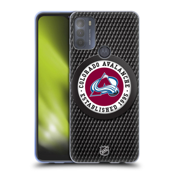 NHL Colorado Avalanche Puck Texture Soft Gel Case for Motorola Moto G50