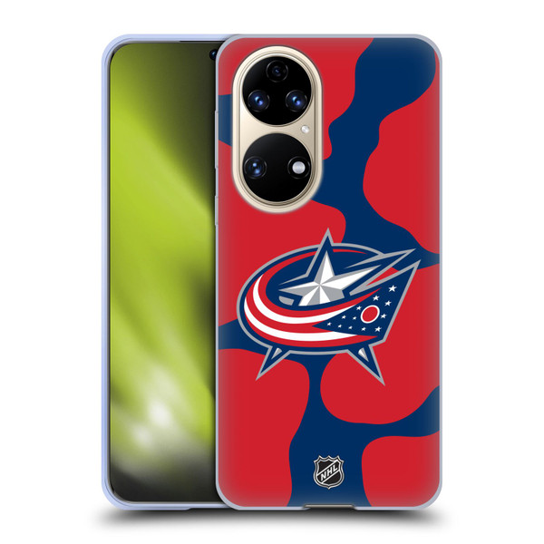 NHL Columbus Blue Jackets Cow Pattern Soft Gel Case for Huawei P50