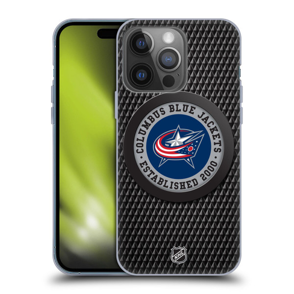 NHL Columbus Blue Jackets Puck Texture Soft Gel Case for Apple iPhone 14 Pro