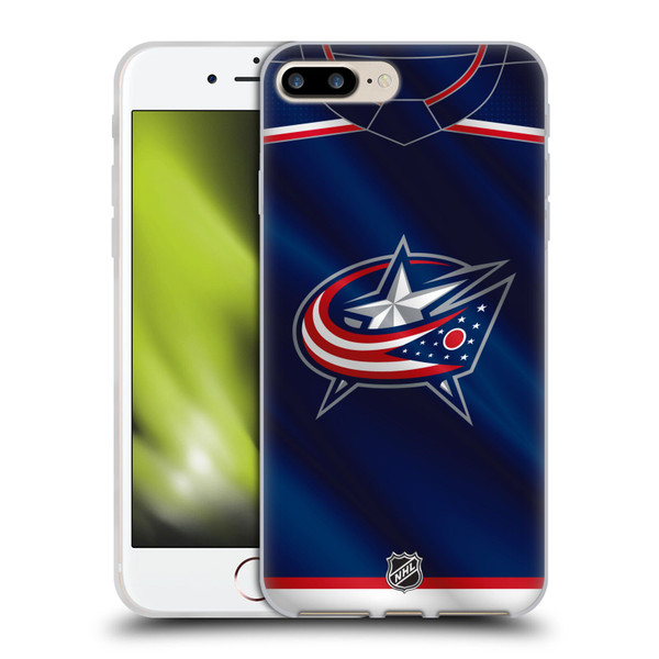 NHL Columbus Blue Jackets Jersey Soft Gel Case for Apple iPhone 7 Plus / iPhone 8 Plus