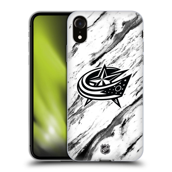 NHL Columbus Blue Jackets Marble Soft Gel Case for Apple iPhone XR