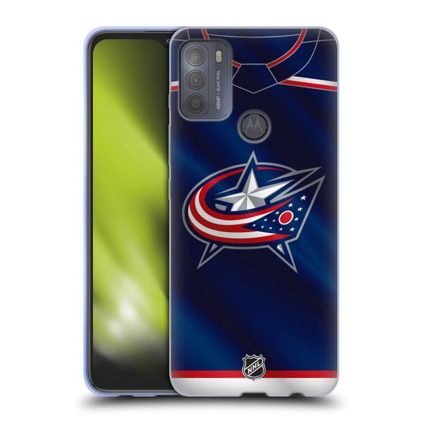 NHL Columbus Blue Jackets Jersey Soft Gel Case for Motorola Moto G50