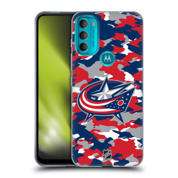 NHL Columbus Blue Jackets Camouflage Soft Gel Case for Motorola Moto G71 5G