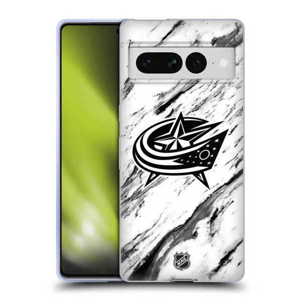 NHL Columbus Blue Jackets Marble Soft Gel Case for Google Pixel 7 Pro