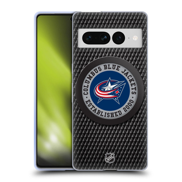 NHL Columbus Blue Jackets Puck Texture Soft Gel Case for Google Pixel 7 Pro