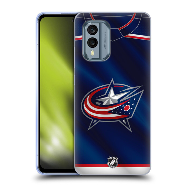 NHL Columbus Blue Jackets Jersey Soft Gel Case for Nokia X30