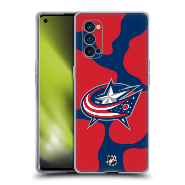 NHL Columbus Blue Jackets Cow Pattern Soft Gel Case for OPPO Reno 4 Pro 5G