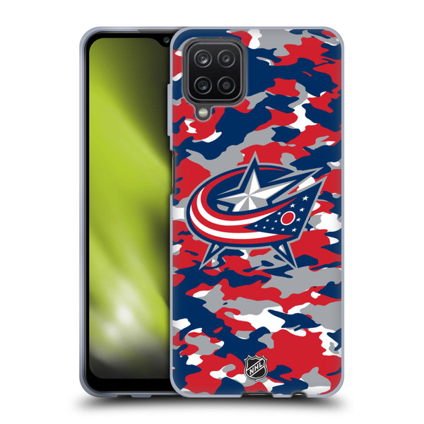 NHL Columbus Blue Jackets Camouflage Soft Gel Case for Samsung Galaxy A12 (2020)