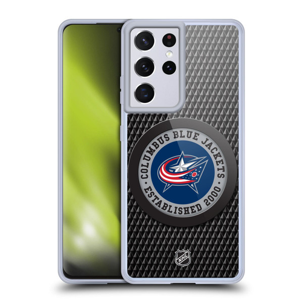 NHL Columbus Blue Jackets Puck Texture Soft Gel Case for Samsung Galaxy S21 Ultra 5G