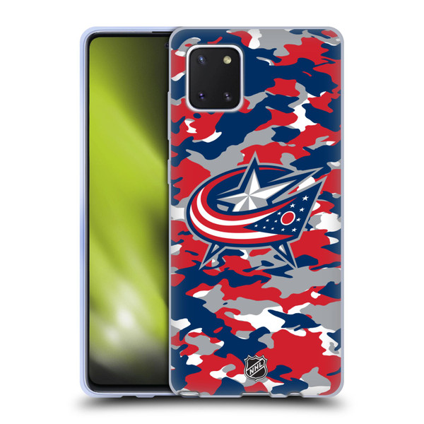 NHL Columbus Blue Jackets Camouflage Soft Gel Case for Samsung Galaxy Note10 Lite