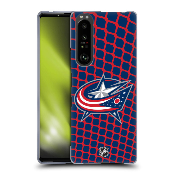 NHL Columbus Blue Jackets Net Pattern Soft Gel Case for Sony Xperia 1 III