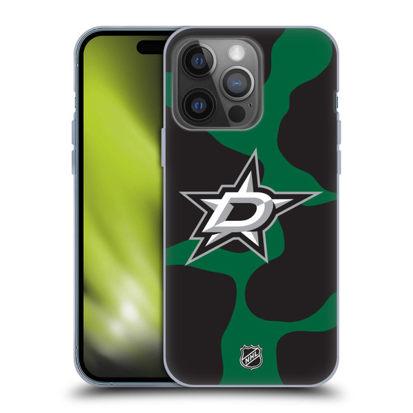 NHL Dallas Stars Cow Pattern Soft Gel Case for Apple iPhone 14 Pro