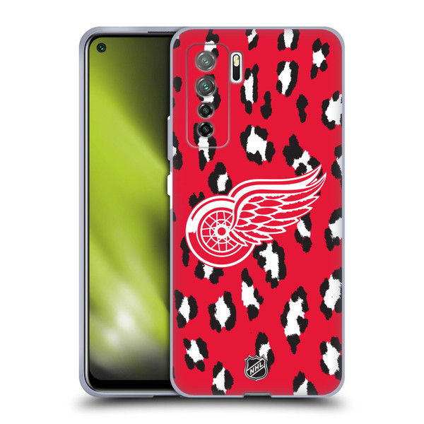 NHL Detroit Red Wings Leopard Patten Soft Gel Case for Huawei Nova 7 SE/P40 Lite 5G