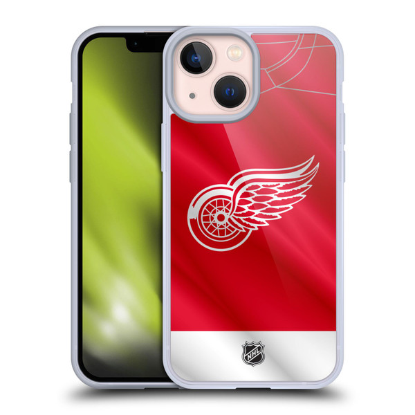 NHL Detroit Red Wings Jersey Soft Gel Case for Apple iPhone 13 Mini
