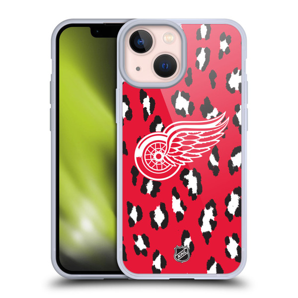 NHL Detroit Red Wings Leopard Patten Soft Gel Case for Apple iPhone 13 Mini