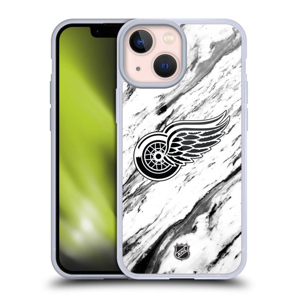 NHL Detroit Red Wings Marble Soft Gel Case for Apple iPhone 13 Mini