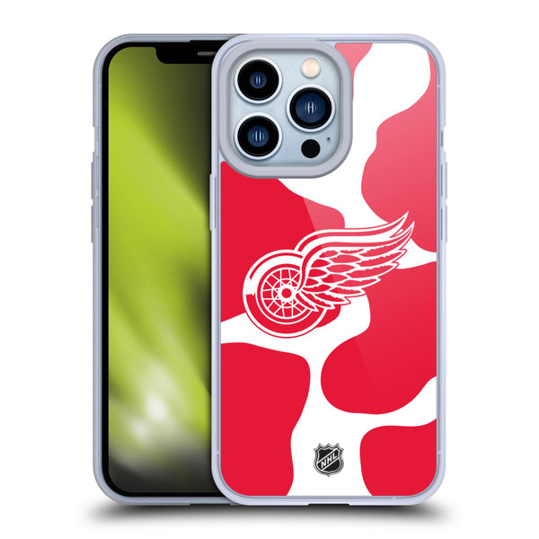NHL Detroit Red Wings Cow Pattern Soft Gel Case for Apple iPhone 13 Pro