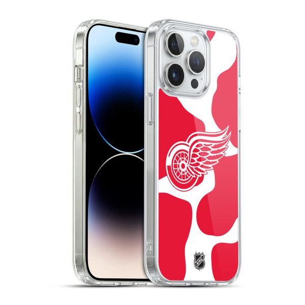 NHL Detroit Red Wings Cow Pattern Soft Gel Case for Apple iPhone 14 Pro Max & MagSafe