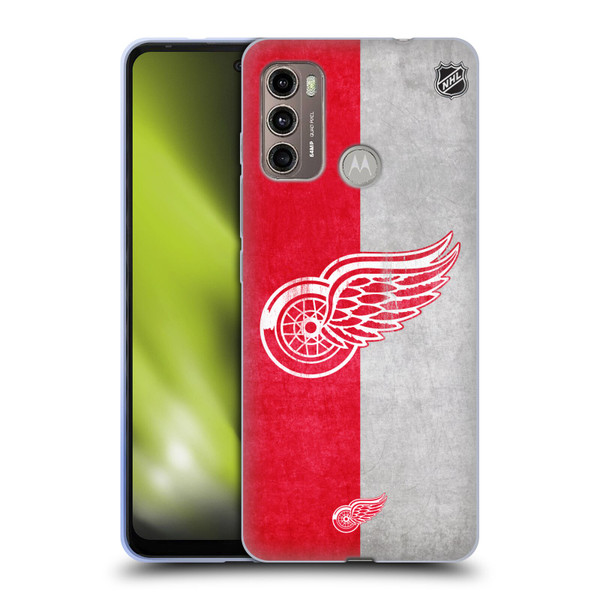 NHL Detroit Red Wings Half Distressed Soft Gel Case for Motorola Moto G60 / Moto G40 Fusion