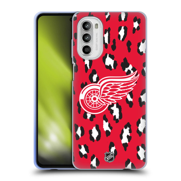 NHL Detroit Red Wings Leopard Patten Soft Gel Case for Motorola Moto G52