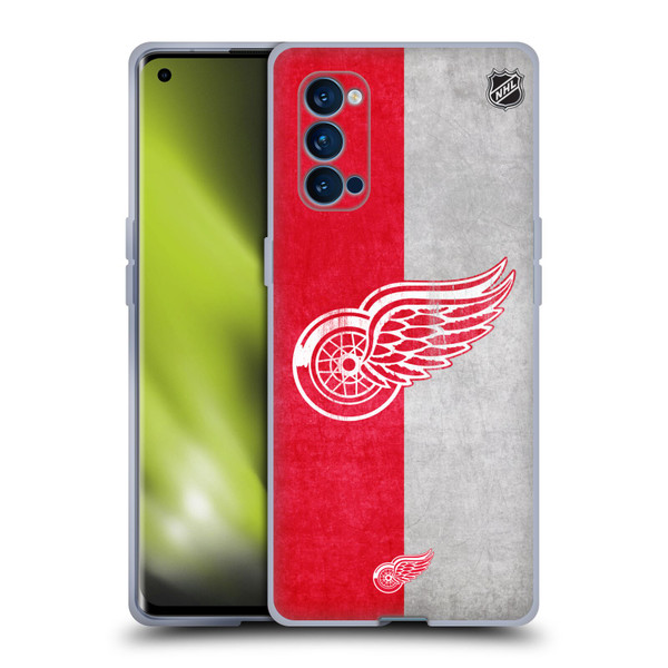 NHL Detroit Red Wings Half Distressed Soft Gel Case for OPPO Reno 4 Pro 5G