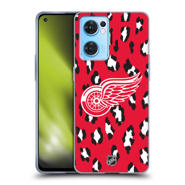 NHL Detroit Red Wings Leopard Patten Soft Gel Case for OPPO Reno7 5G / Find X5 Lite
